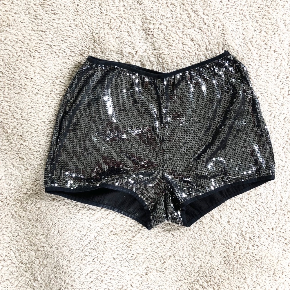 Black sequin shorts